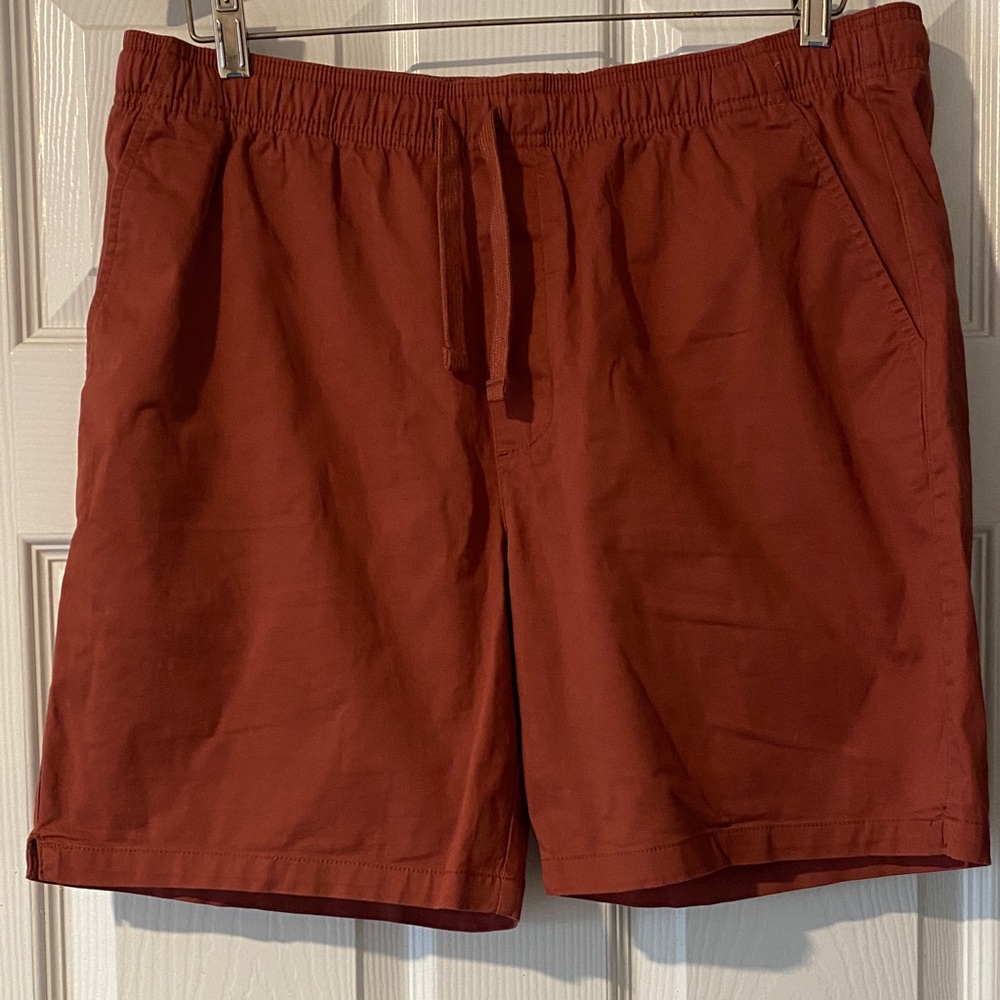 Goodfellow & Co Men's Rust Chino Shorts Drawstring Elastic Waist Pockets Casual